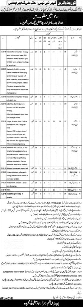 District And Session Judge Shaikhupura Jobs June 2020