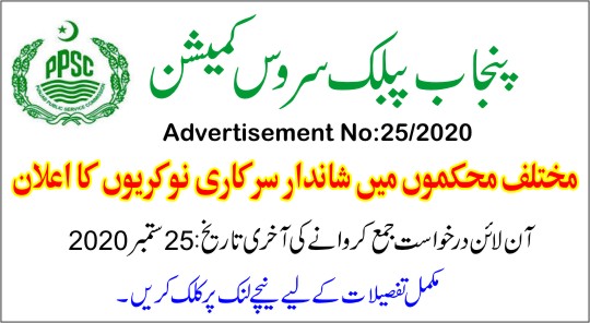 PPSC Advertisement No 25/2020