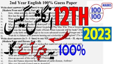 2nd Year English Guess Papers 2023