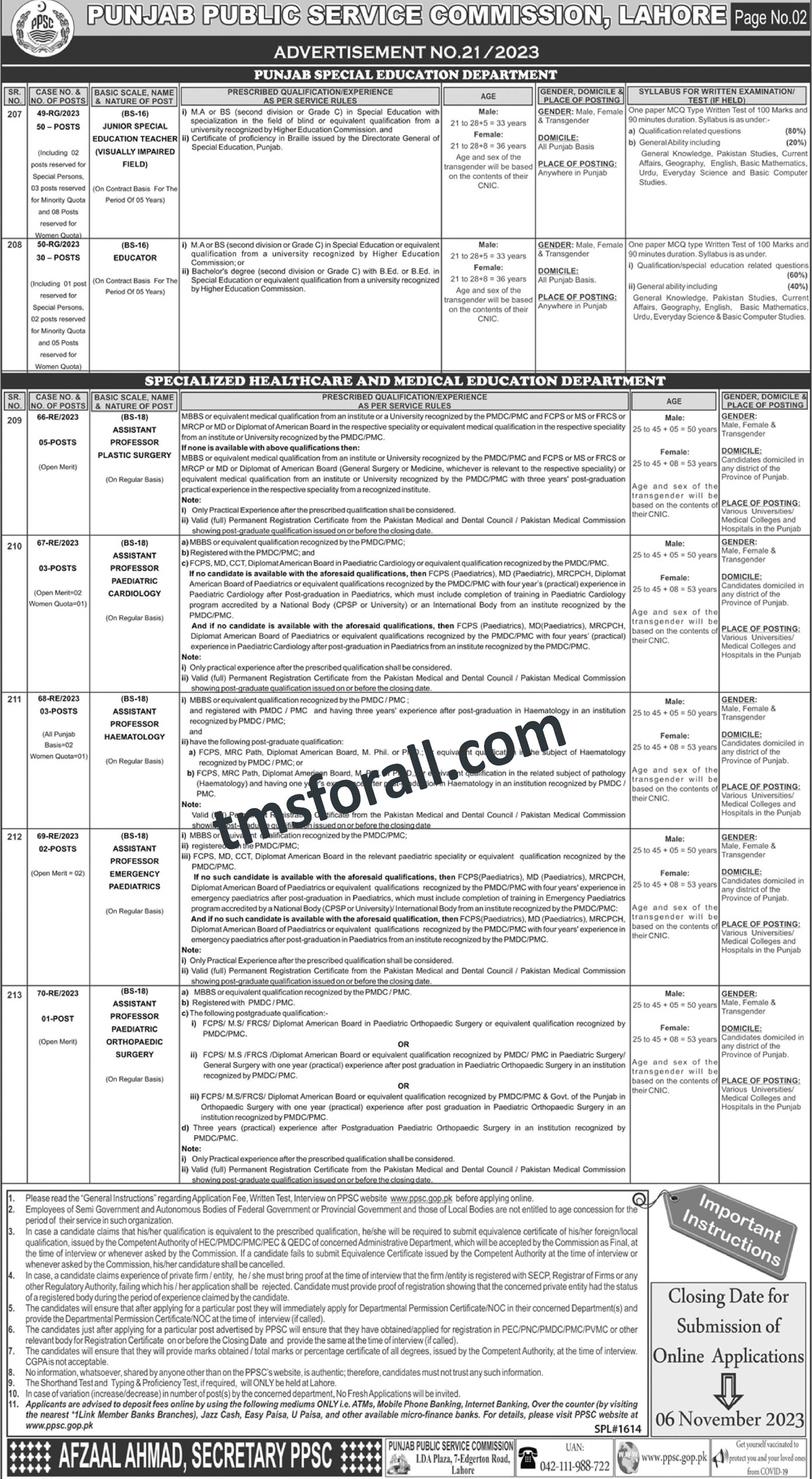 PPSC Special Education Department Jobs 2023