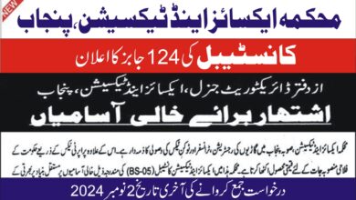 Excise and Taxation Constable Jobs 2024