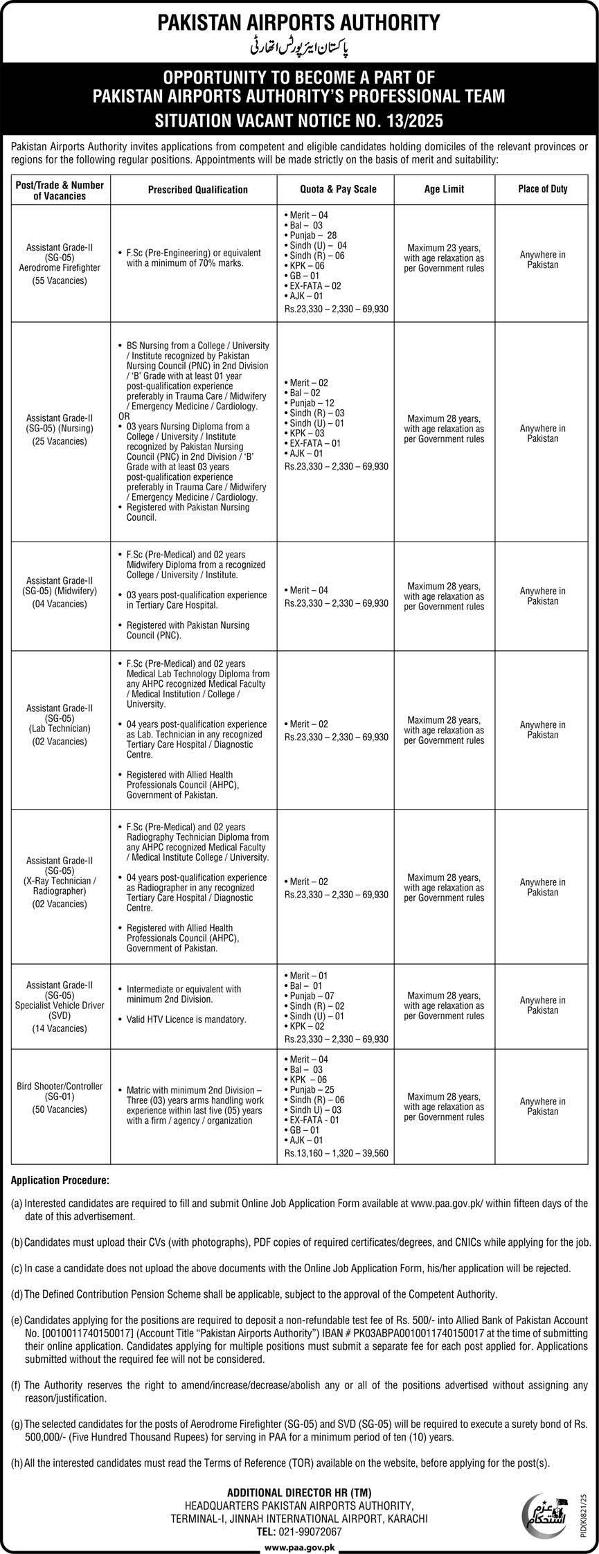 Pakistan Airport Authority Jobs 2025