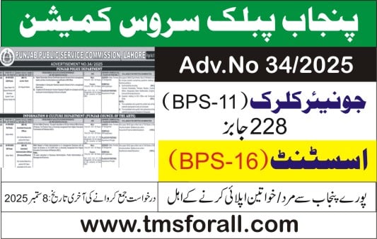 PPSC Jobs Advertisement No 34/2025