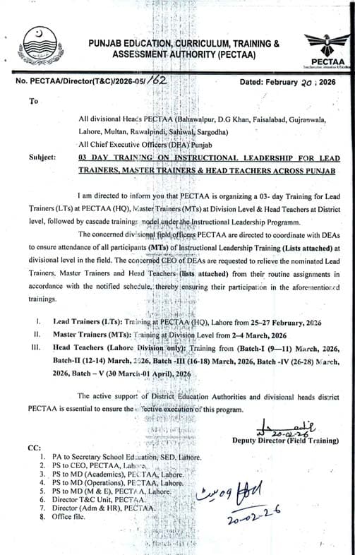 3 Days Training on Instructional Leadership