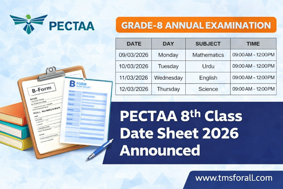 PECTAA 8th Class Date Sheet 2026
