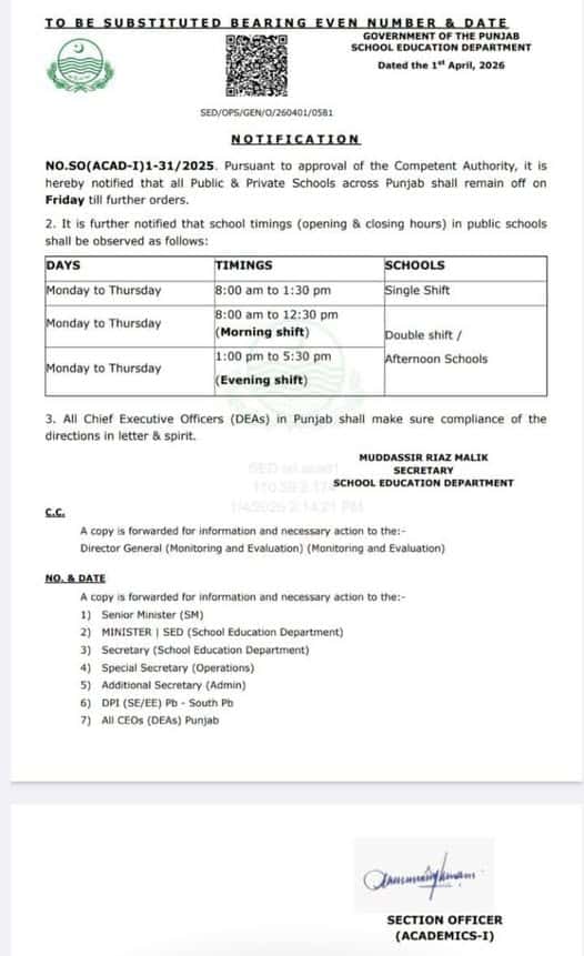 School Timing In Punjab