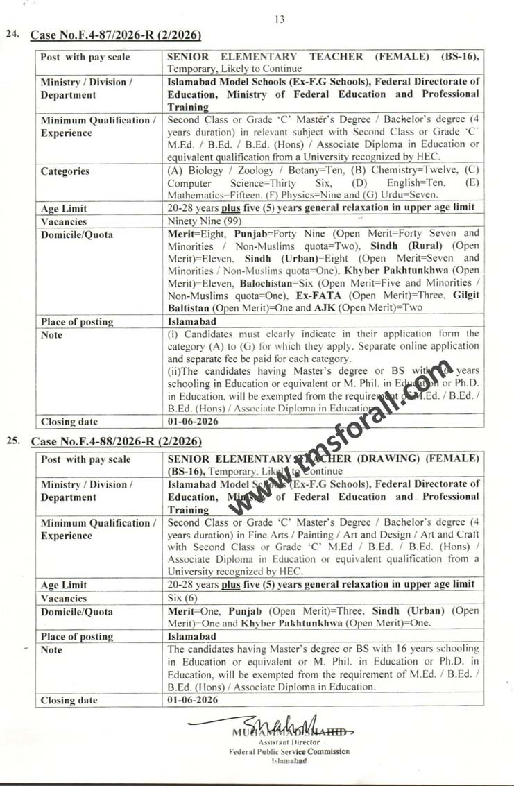 FPSC Advertisement No 2/2026: