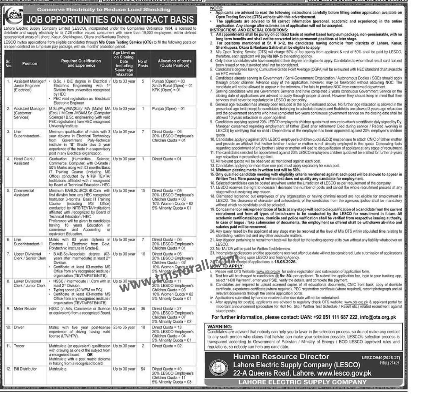 LESCO Jobs 2026