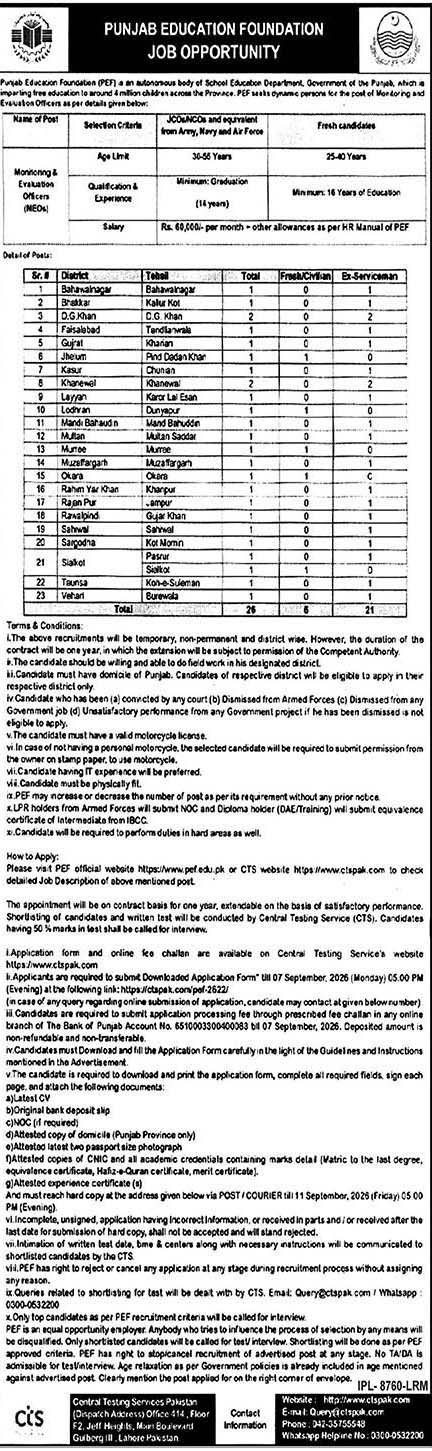 PEF Monitoring Officer Jobs 2026